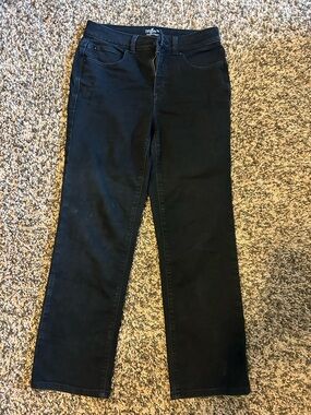 High-Rise Black Straight Leg Jeans - Women